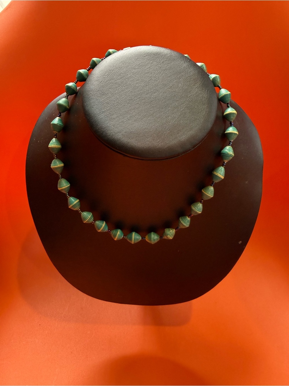 BeadforLife Fair Trade Necklace Uganda Handmade Paper Bead Teal Boho